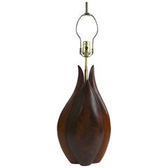 Teardrop Form Mid Century Table Lamp of Solid Rosewood
