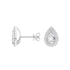 Ohrstecker aus 18 Karat Weißgold mit tropfenförmigem Halo-Diamant