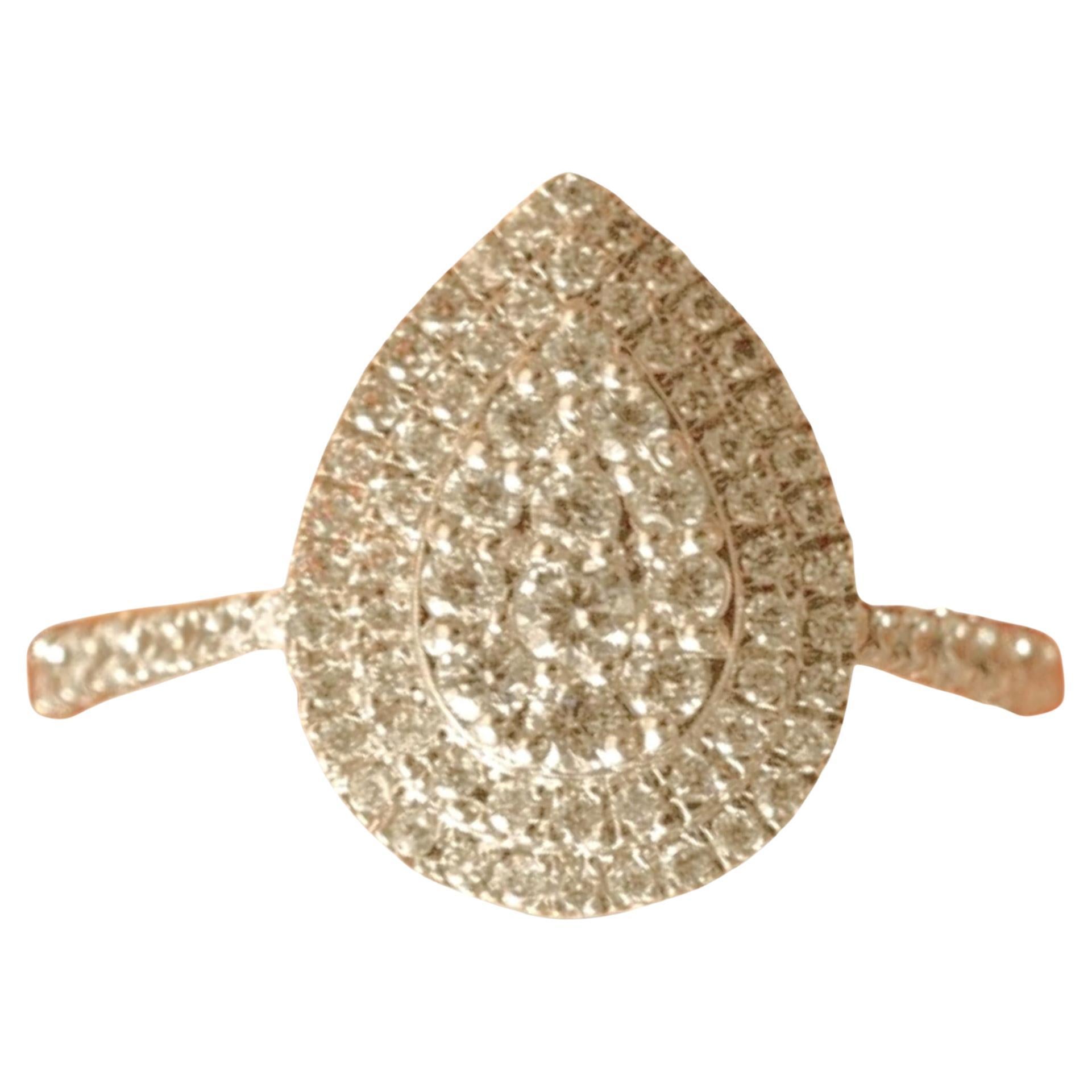 Anillo Halo de Lágrima de Diamante Natural en Oro Macizo de 14 K (Certificado)