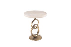 Teardrop I Side Table in Cream Shagreen and Bronze Patina Brass by Kifu Paris