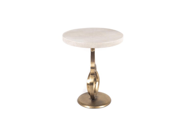 Teardrop II Side Table in Black Pen Shell and Bronze Patina Brass by Kifu Paris In New Condition For Sale In New York, NY