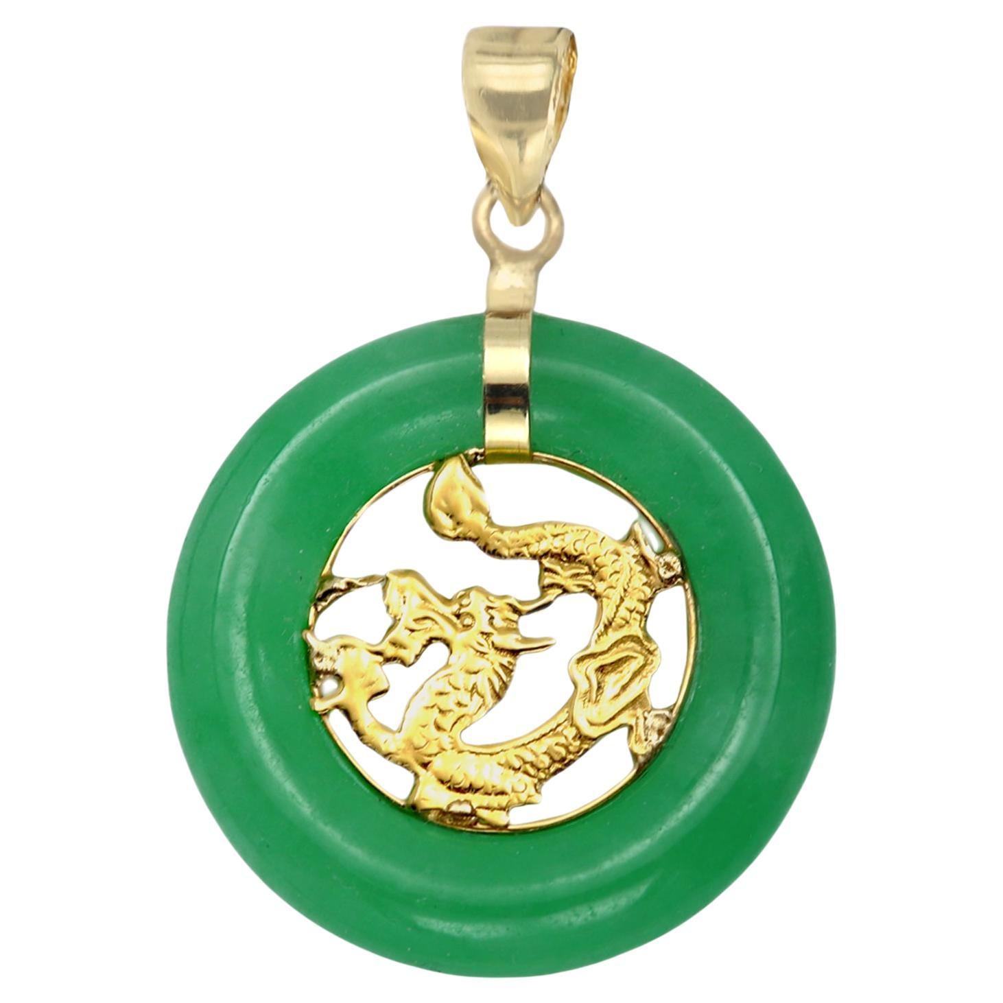 Teardrop Jade Pendant 14 Karat Yellow Gold Green Jade Jewelry