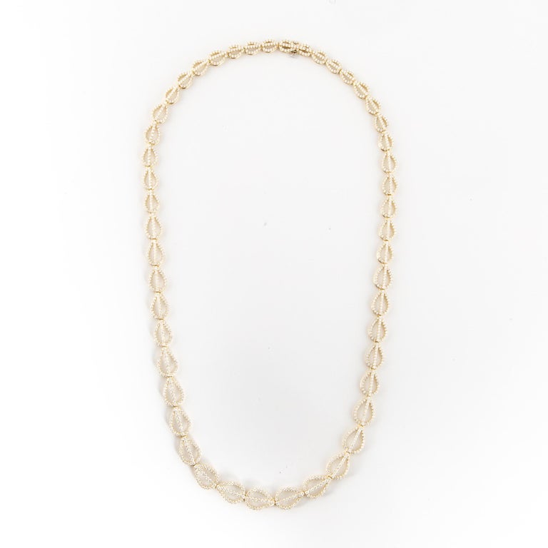 Teardrop Link Necklace with Diamonds in 18 Karat Yellow Gold For Sale