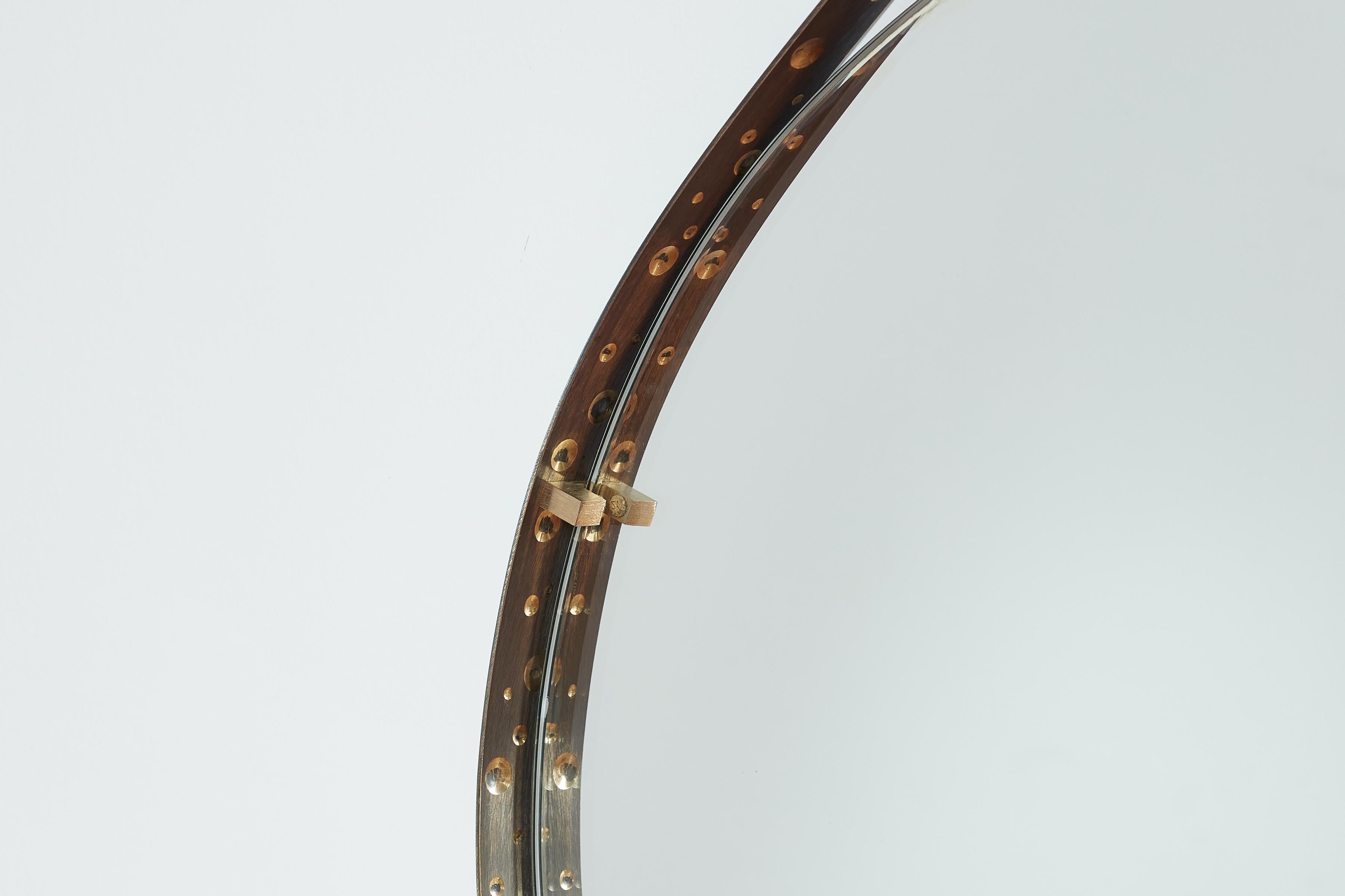 Brass Teardrop Mirror by Ambrogio  & De Berti For Sale