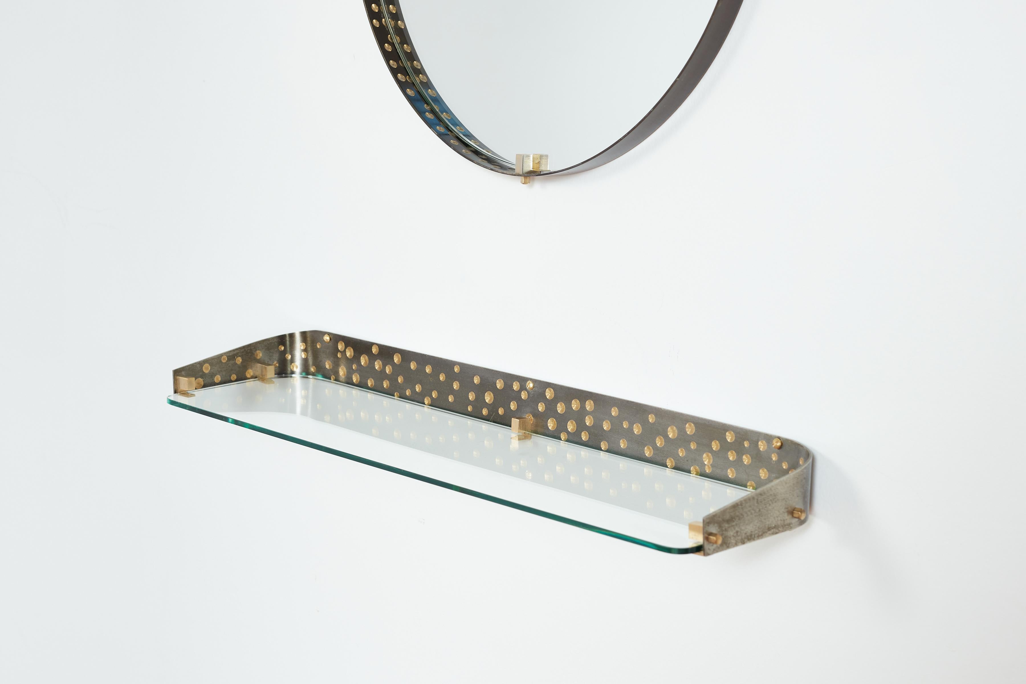 Teardrop Mirror w/shelf by Ambrogio  & De Berti  For Sale 5
