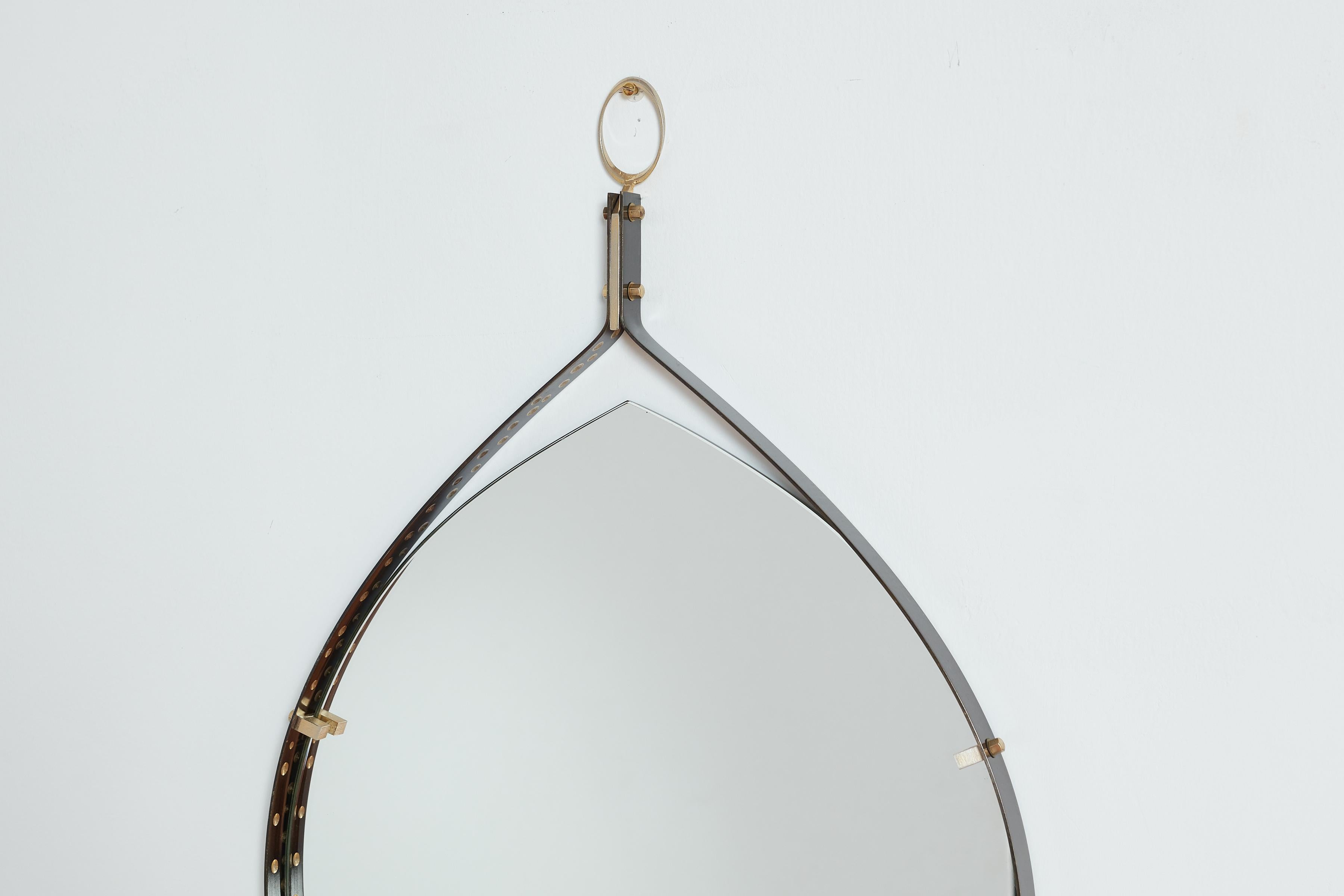 Teardrop Mirror w/shelf by Ambrogio  & De Berti  For Sale 9