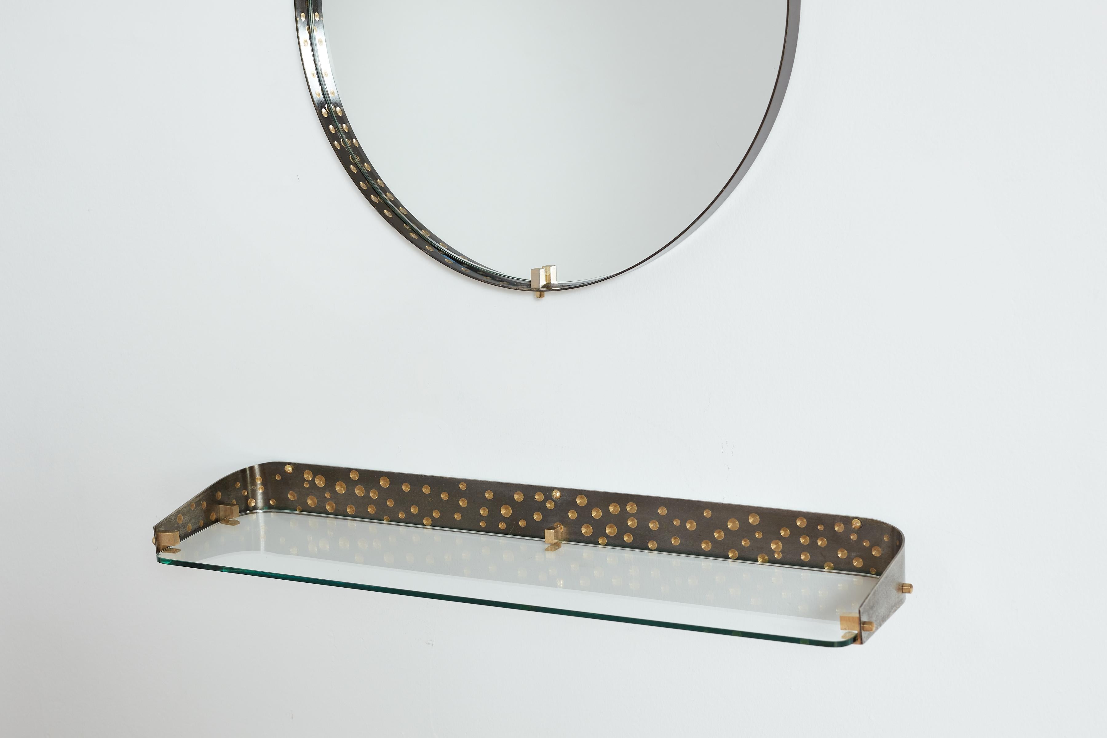 Teardrop Mirror w/shelf by Ambrogio  & De Berti  For Sale 10