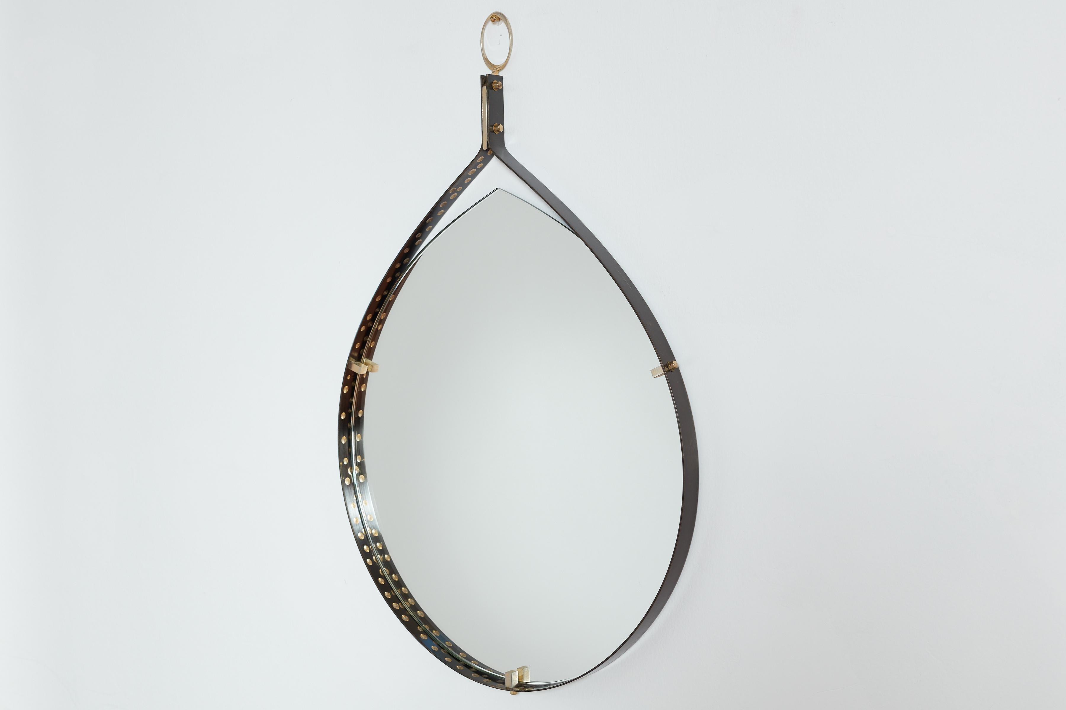 Teardrop Mirror w/shelf by Ambrogio  & De Berti  For Sale 2
