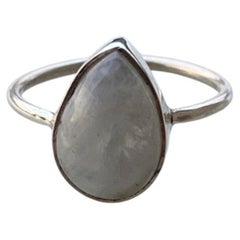Teardrop moonstone silver minimalistic ring, 5 size moonstone ring