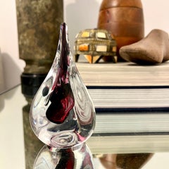 Teardrop Murano Glass Paperweight with Amethyst Center