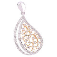 Pendentif Teardrop Paisley en or massif 14k avec diamant naturel (certifié)