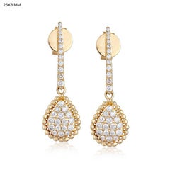Teardrop Pave Dangle 14K Yellow Gold Diamond Earrings