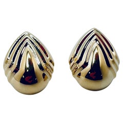 Teardrop / Pear Shape Hollow Earrings in 14K Yellow Gold