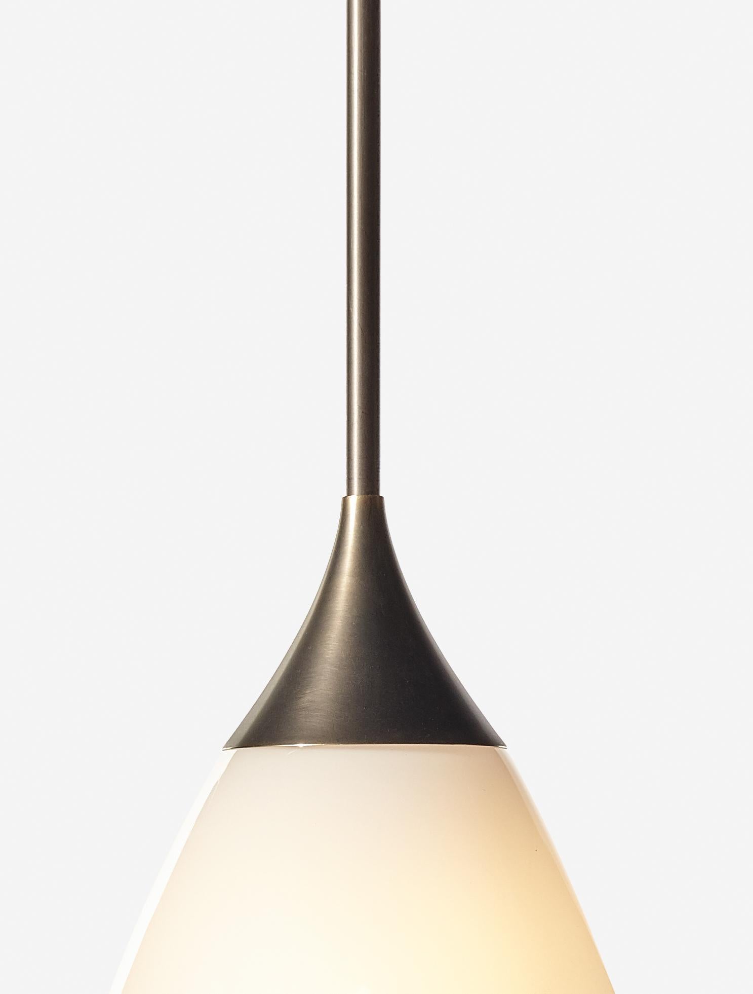 Brass Konekt Large Teardrop Pendant in Satin Nickel For Sale