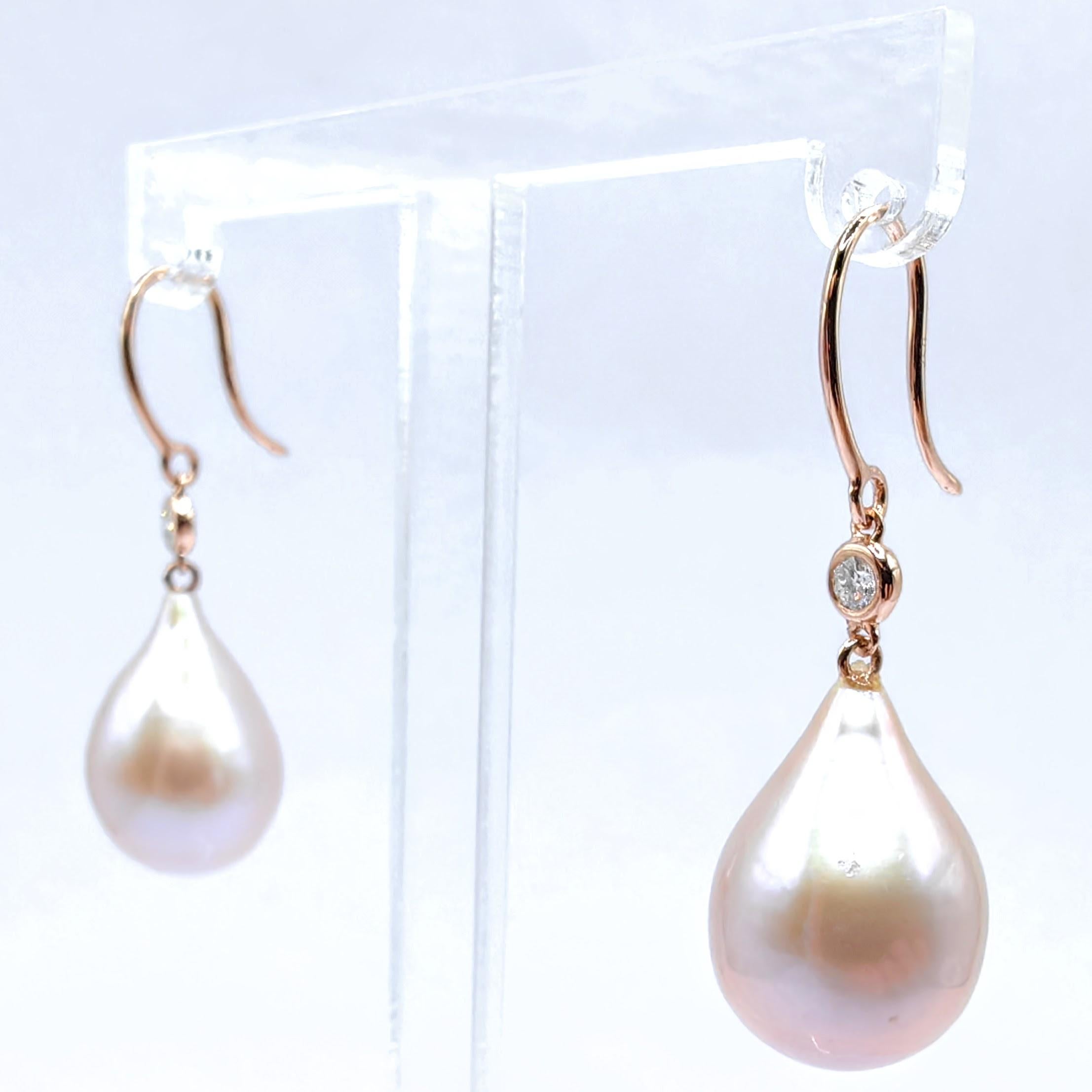 Orecchini a goccia con diamanti e perle barocche Pink Diamond in oro rosa 18 carati In condizioni Nuovo in vendita a Wan Chai District, HK