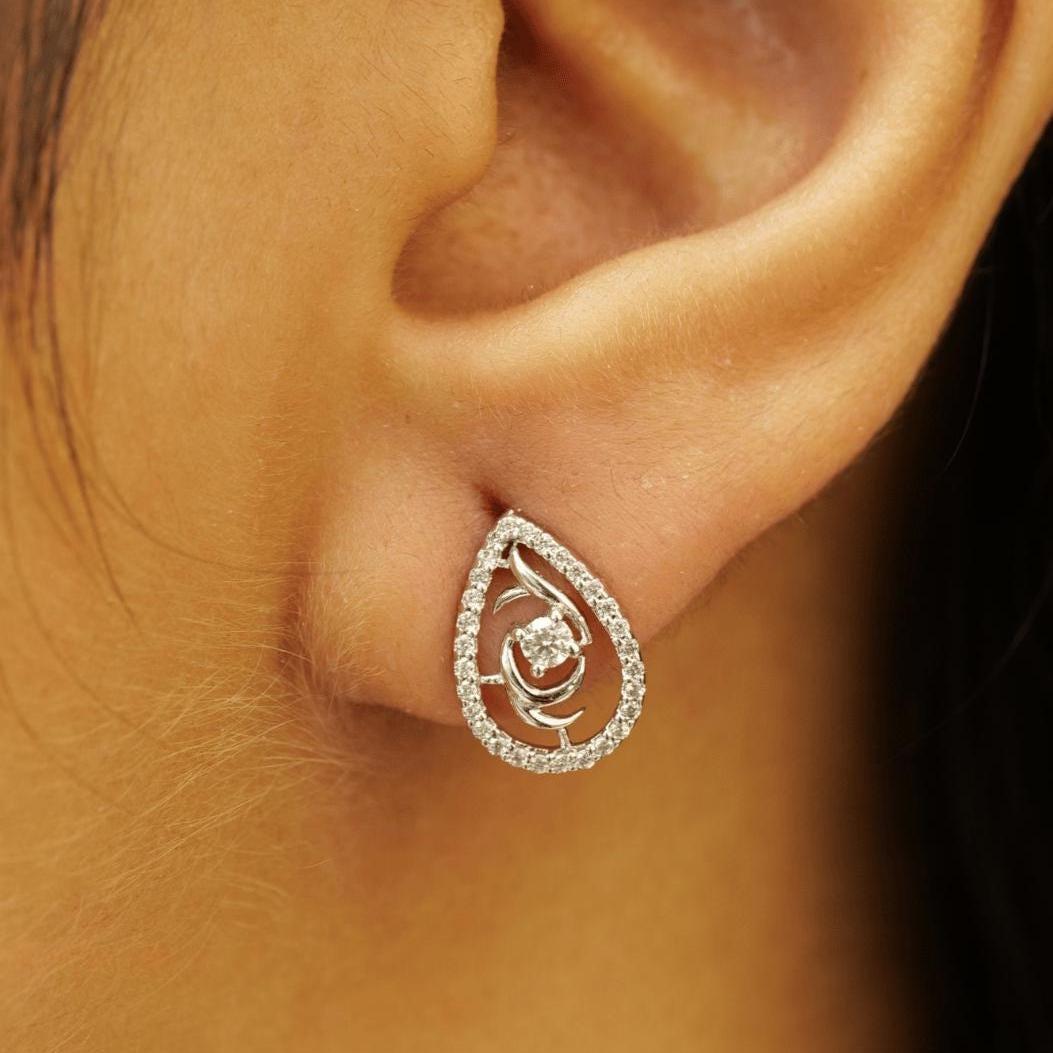 Teardrop-Rosendiamant-Ohrstecker aus 14 Karat massivem Gold (zertifiziert) (Art déco) im Angebot