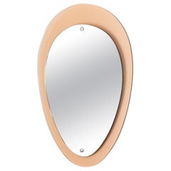 Teardrop Rose Glass Mirror attributed to Cristal Arte, Italy, 1960s