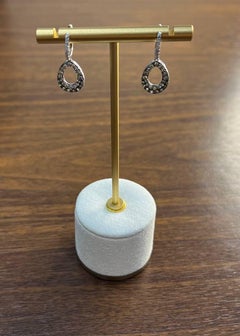 Teardrop Shape White Champagne Diamond Statement 14K White Gold Huggie Earrings