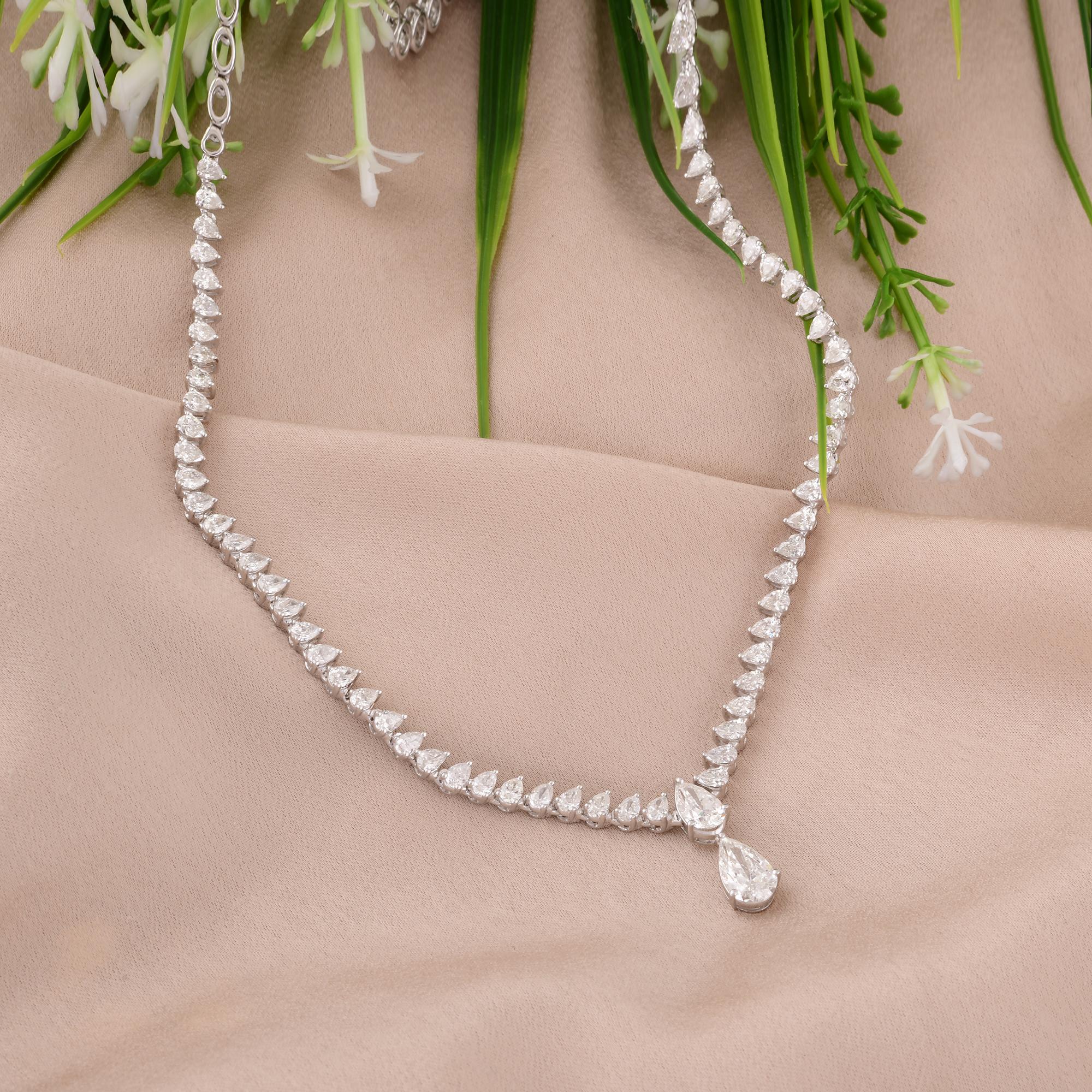 Collana nuziale con diamanti a goccia SI/H 6,63 carati per donna Gioielli in oro bianco 14k In condizioni Nuovo in vendita a Diera, Dubai