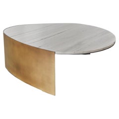 Teardrop Stone & Gold Painted Steel Base Coffee Table by ATRA