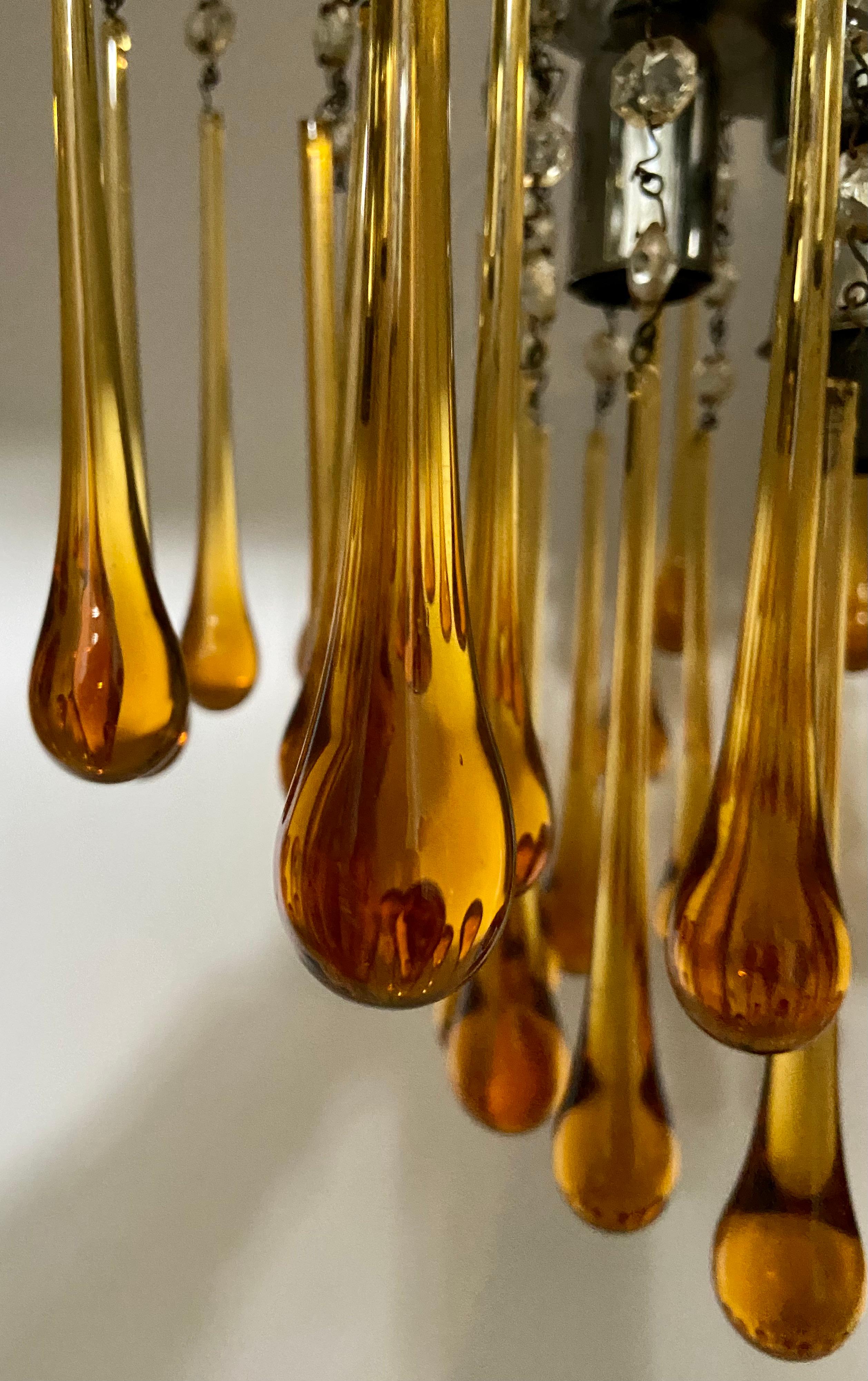 Mid-Century Modern Murano glass Teardrop chandelier by Paolo Venini For Sale