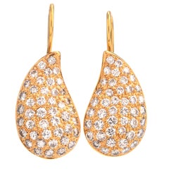 Teardrops Glisten Diamond 18 Karat Gold Euro Wire Earrings