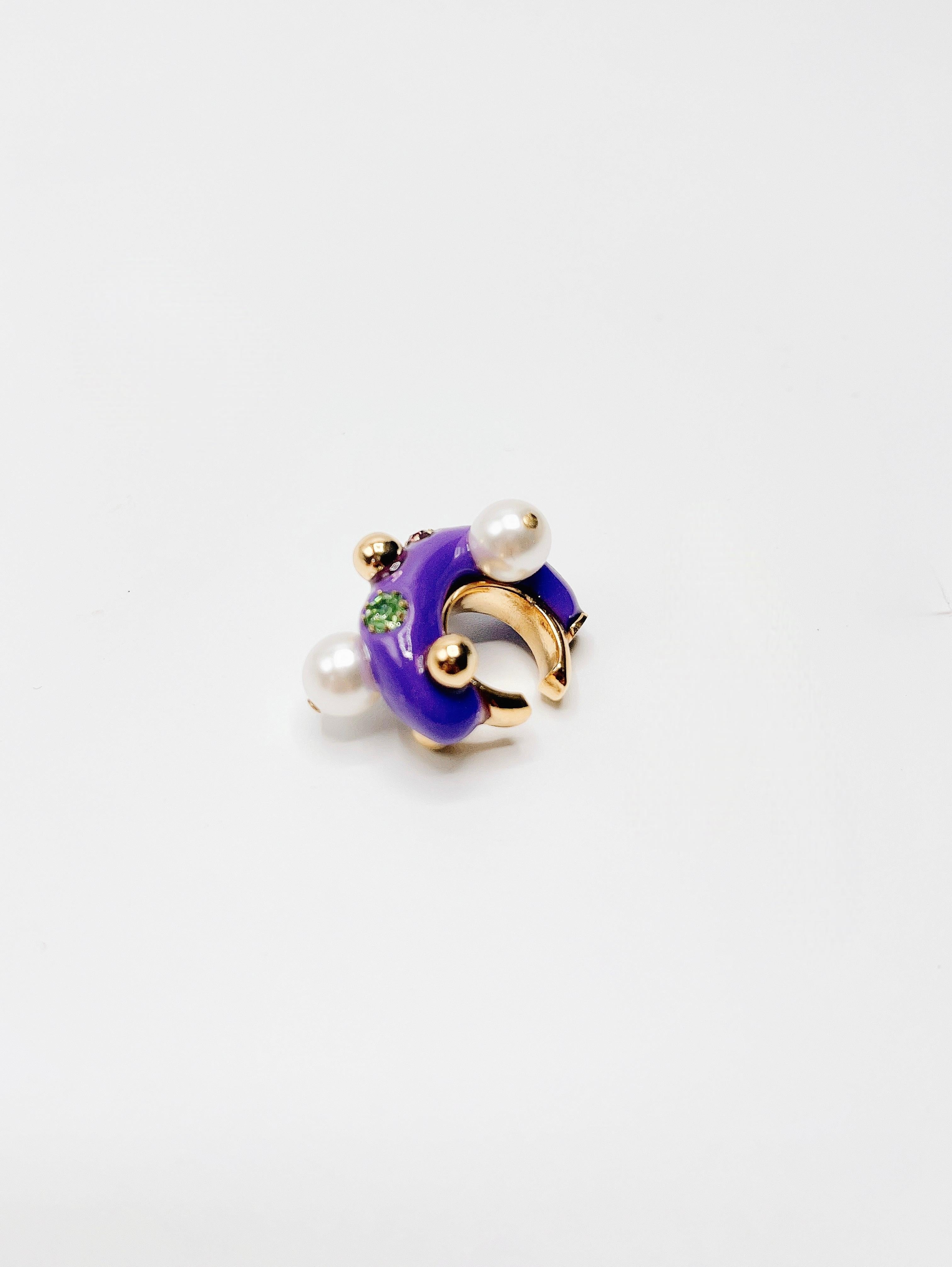Arts and Crafts TEARDROPS in a Diary, No. 2_in Purple_Hand crafted ear cuff For Sale
