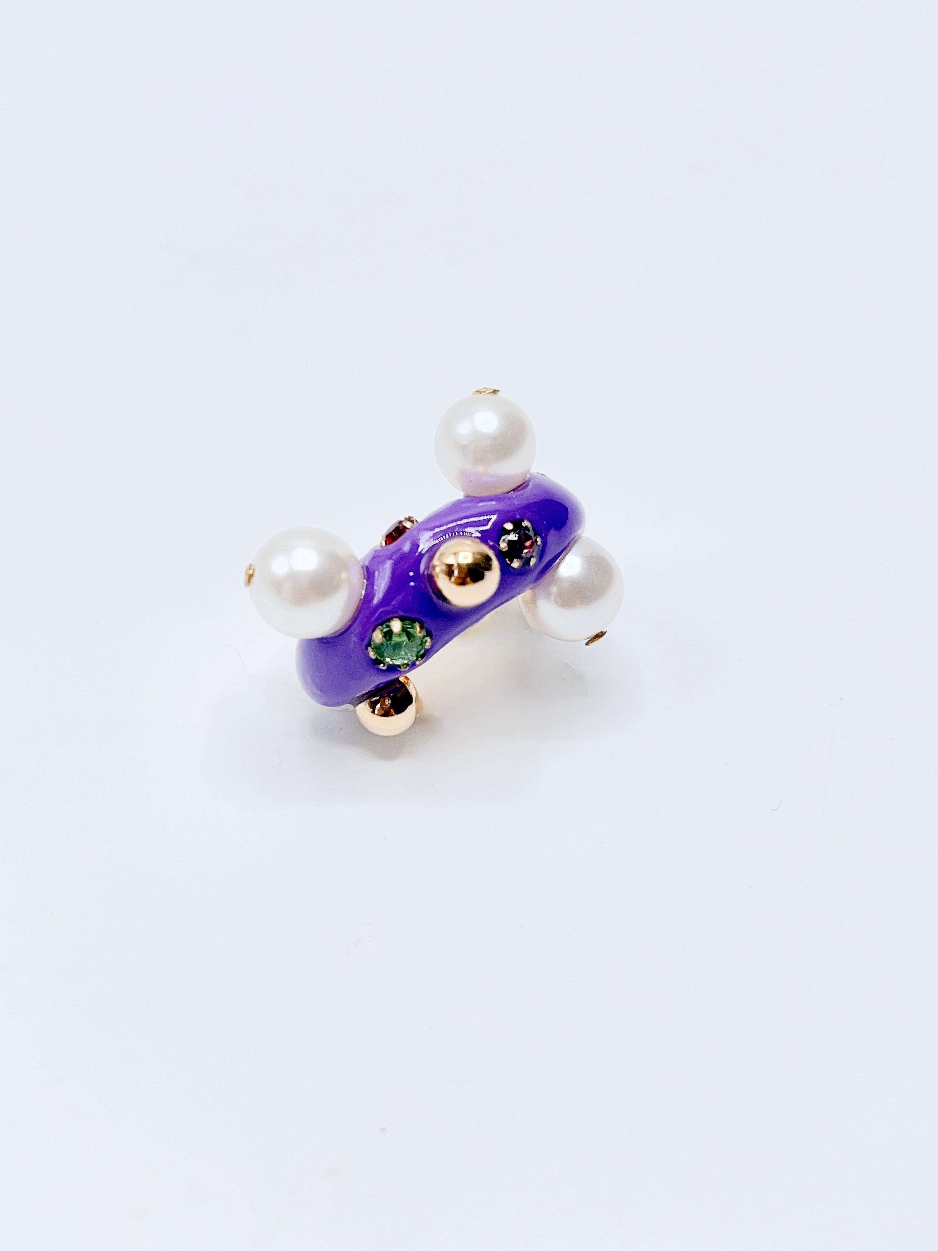 Ball Cut TEARDROPS in a Diary, No. 2_in Purple_Hand crafted ear cuff For Sale