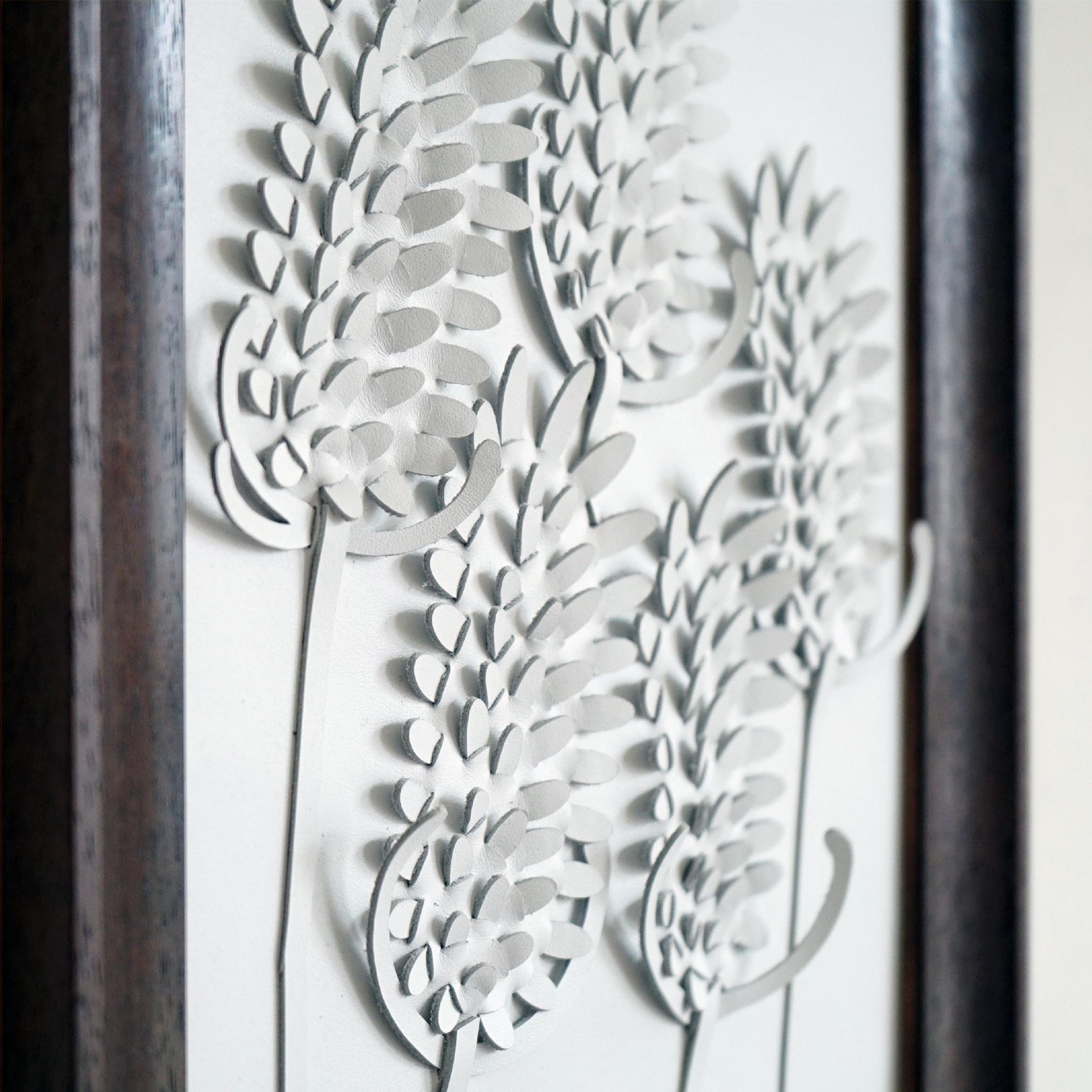 Modern Teasel a Piece of 3D Sculptural White Leather Wall Art For Sale