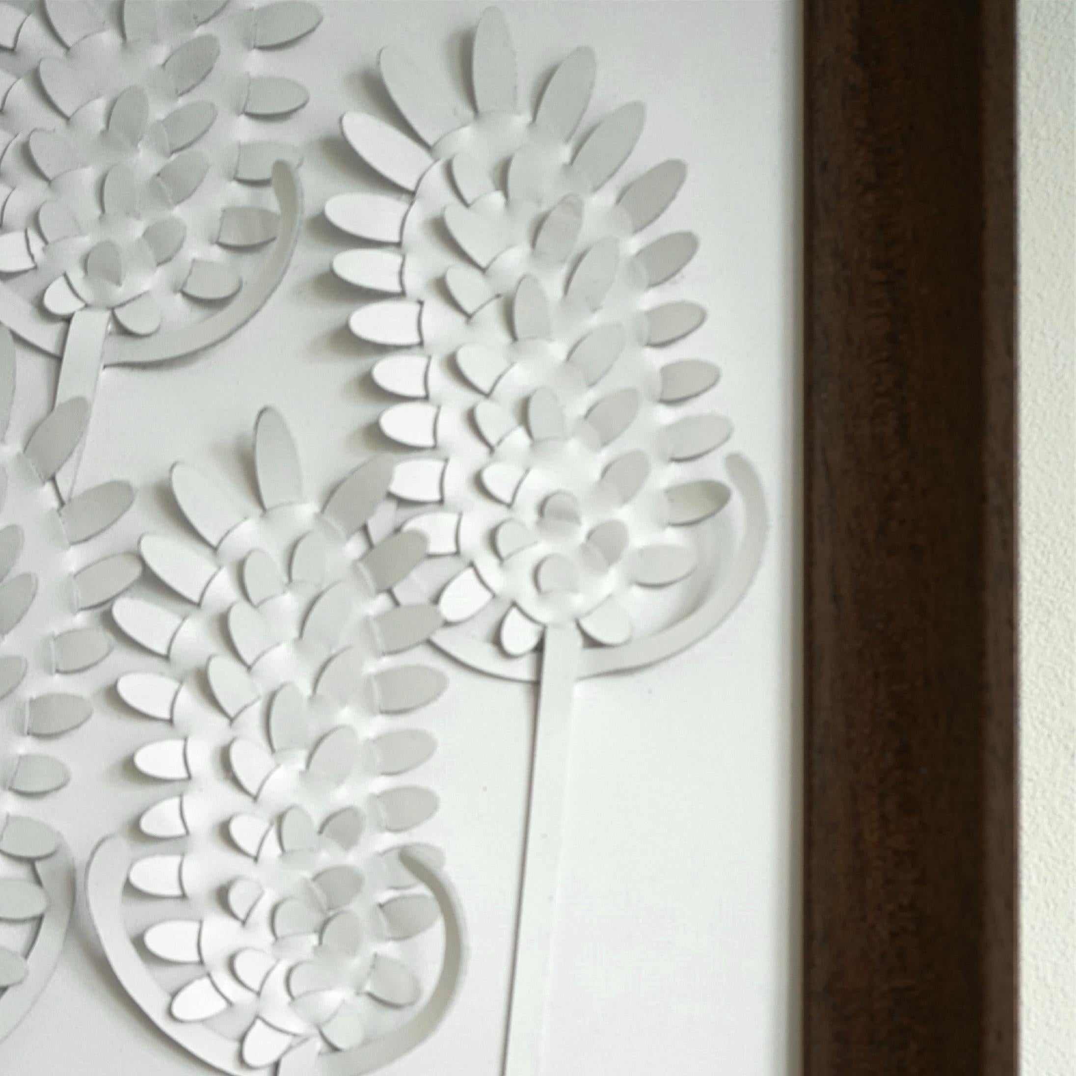 British Teasel a Piece of 3D Sculptural White Leather Wall Art For Sale