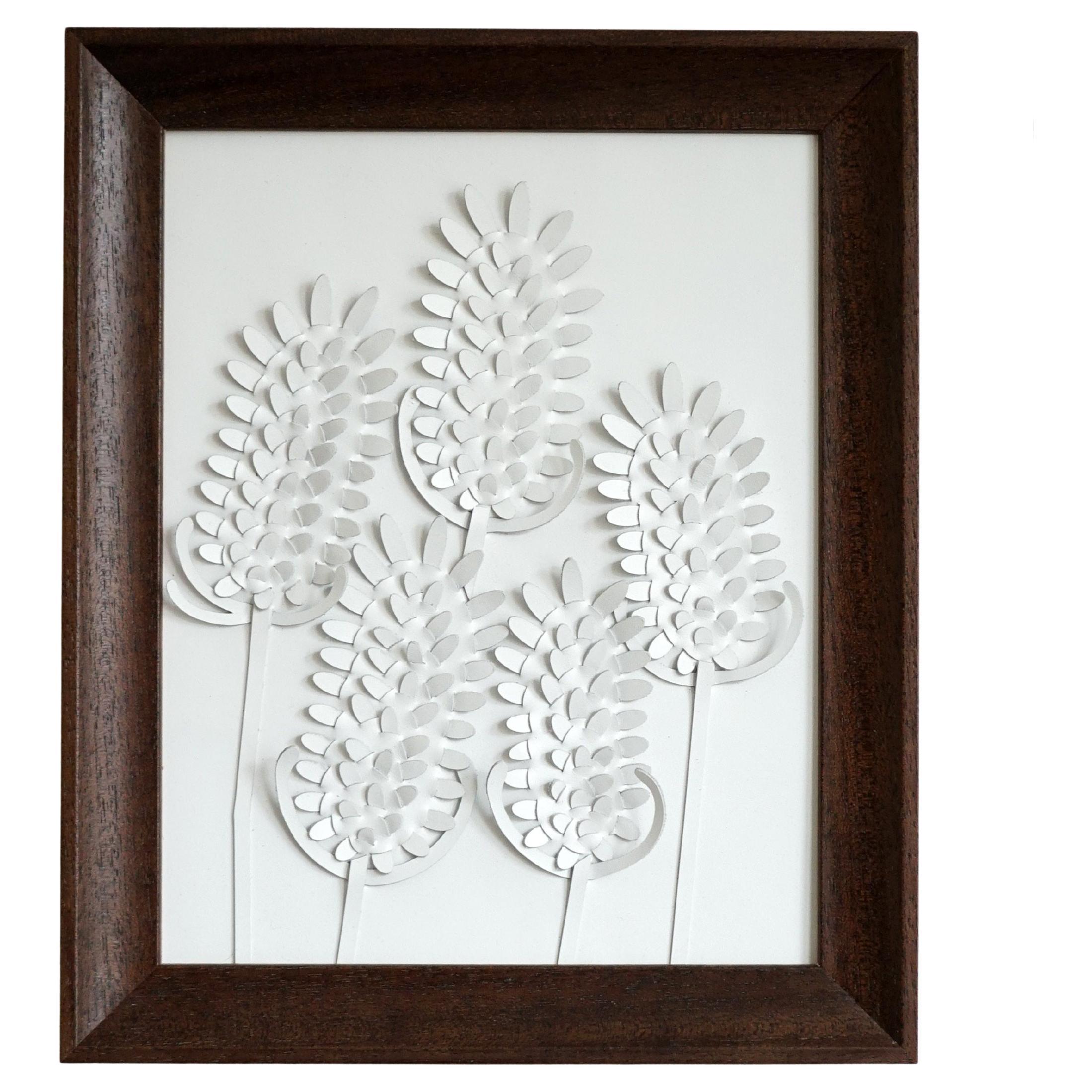 Teasel a Piece of 3D Sculptural White Leather Wall Art For Sale
