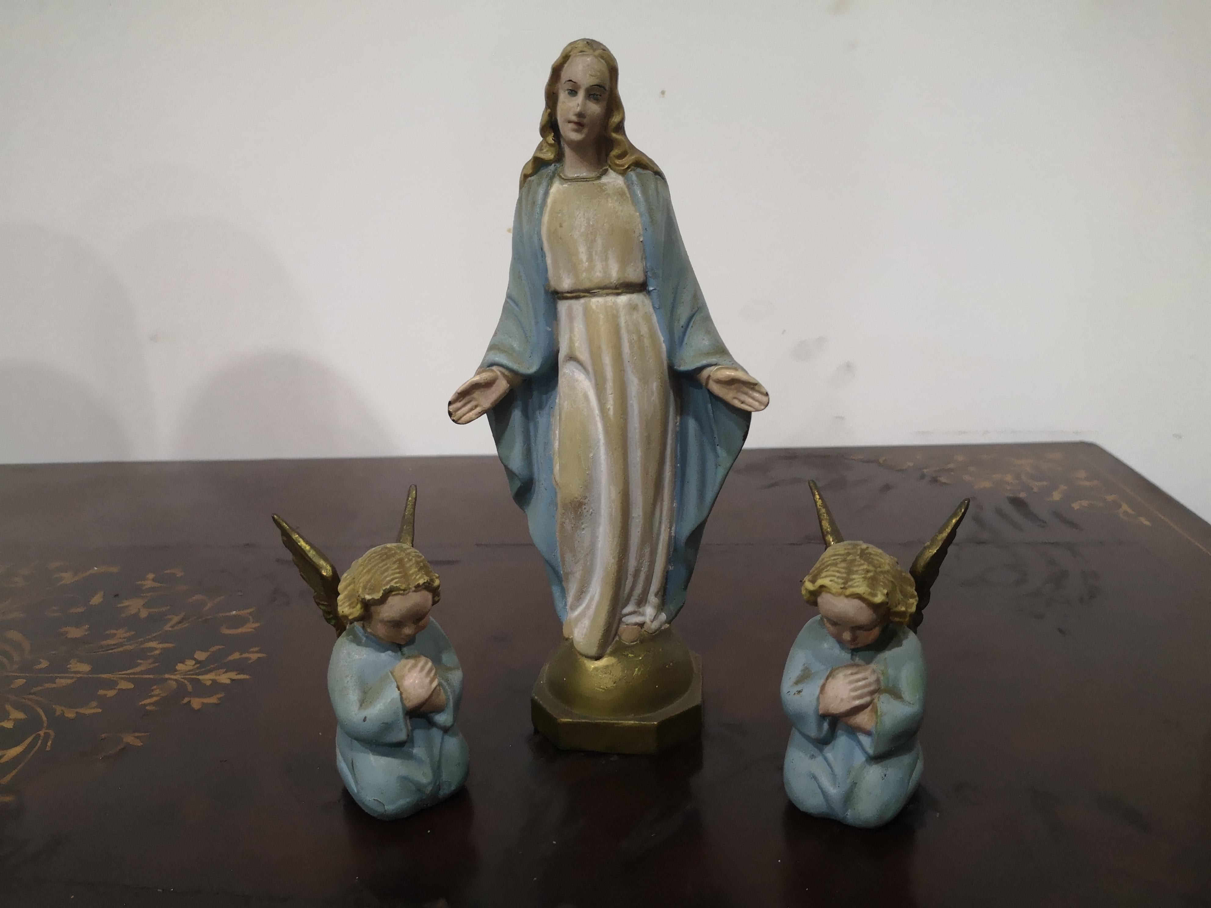 Wooden reliquary with bronze Madonna and Angels with Carillon 1930s For Sale 12