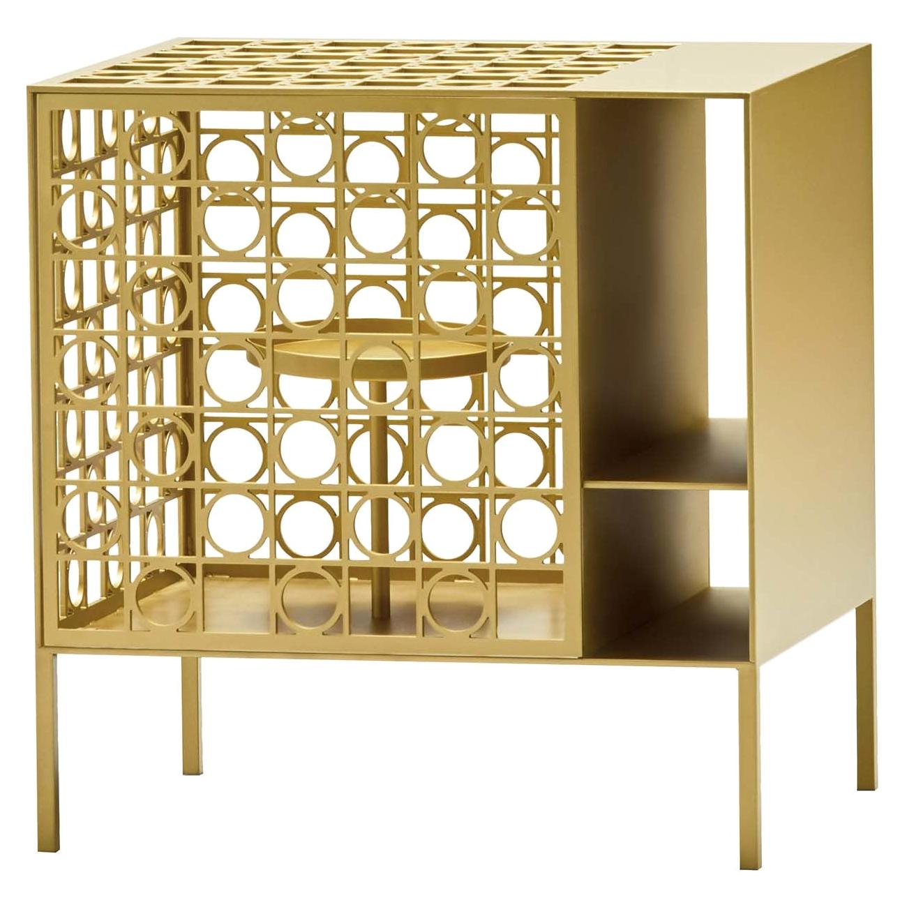 Teca Small Golden Cabinet For Sale