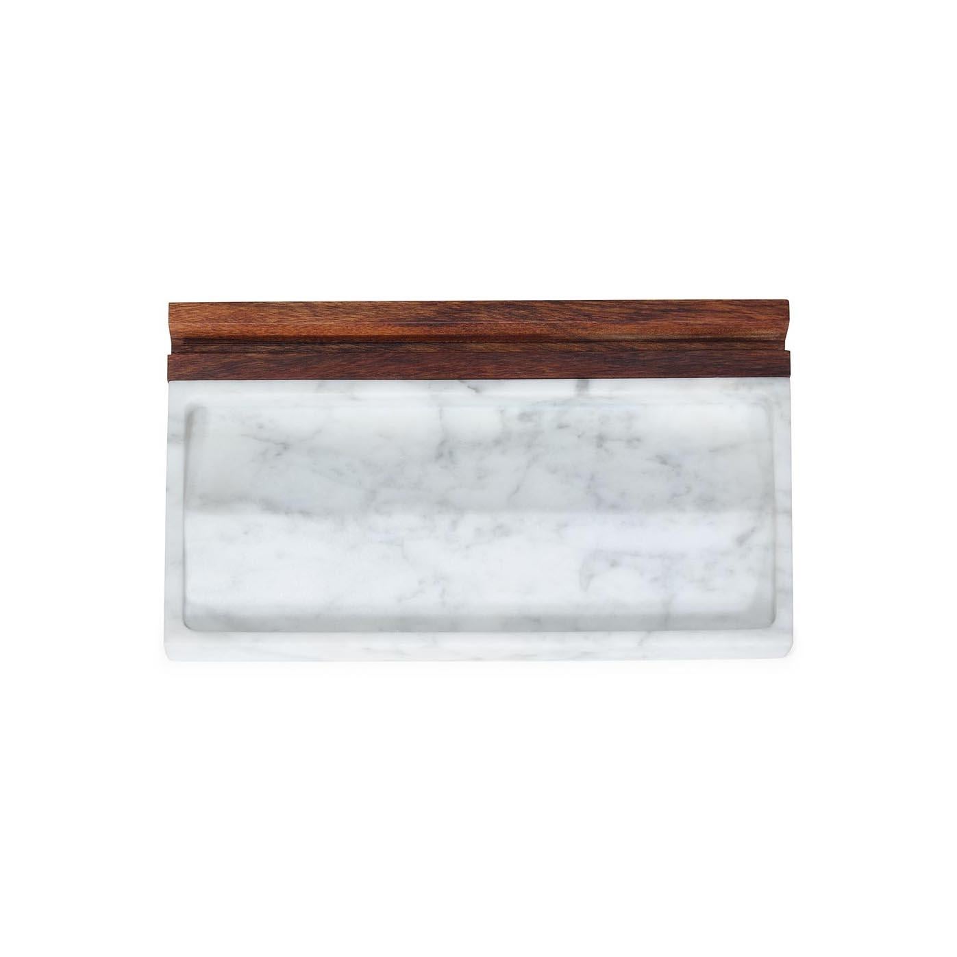 Contemporary Tech Tray - Office tray - Carrara Marble + Walnut For Sale