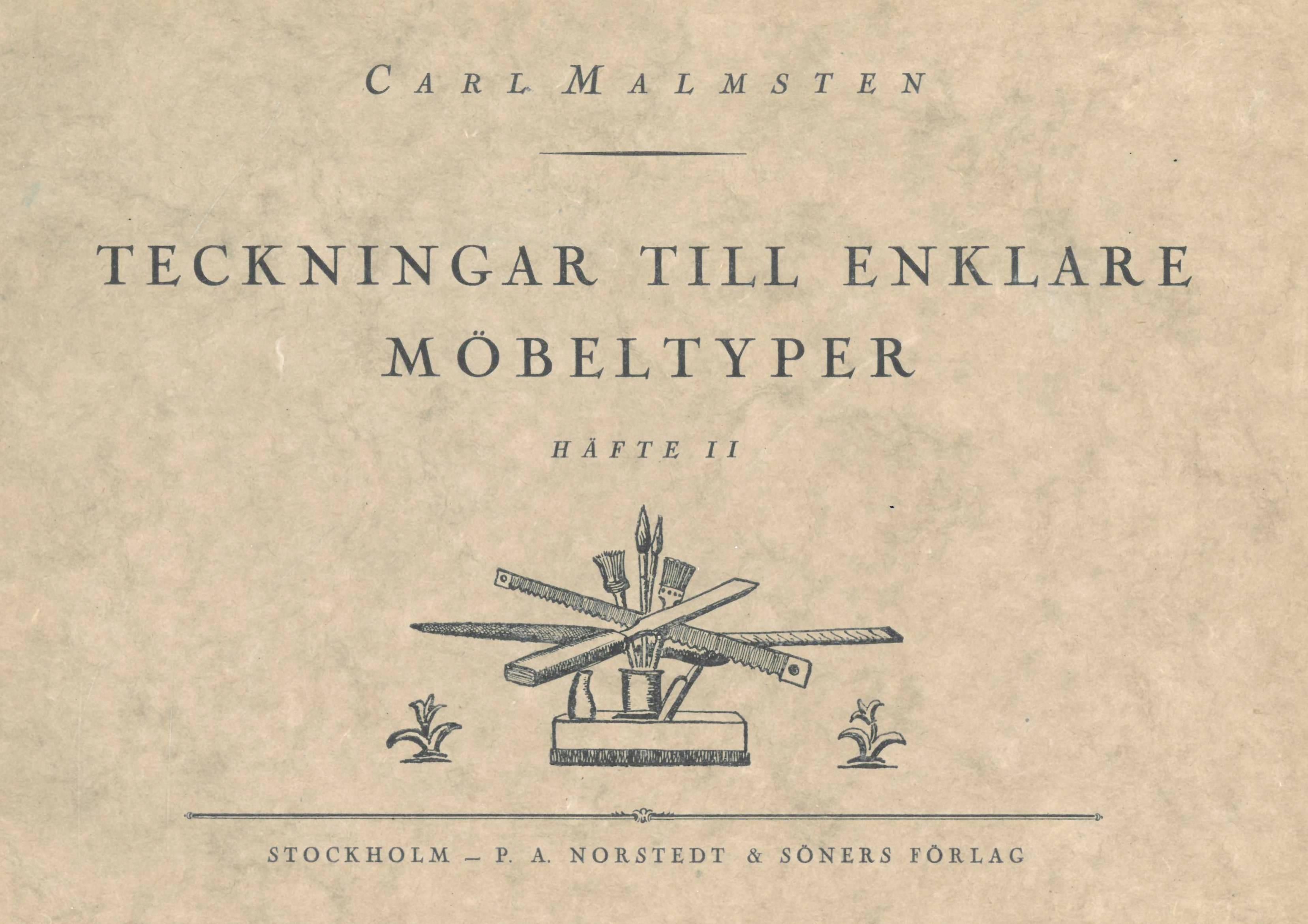 Paper Teckningar Till Enklare Mobeltyper by Carl Malmsten 2 Volumes (Book) For Sale