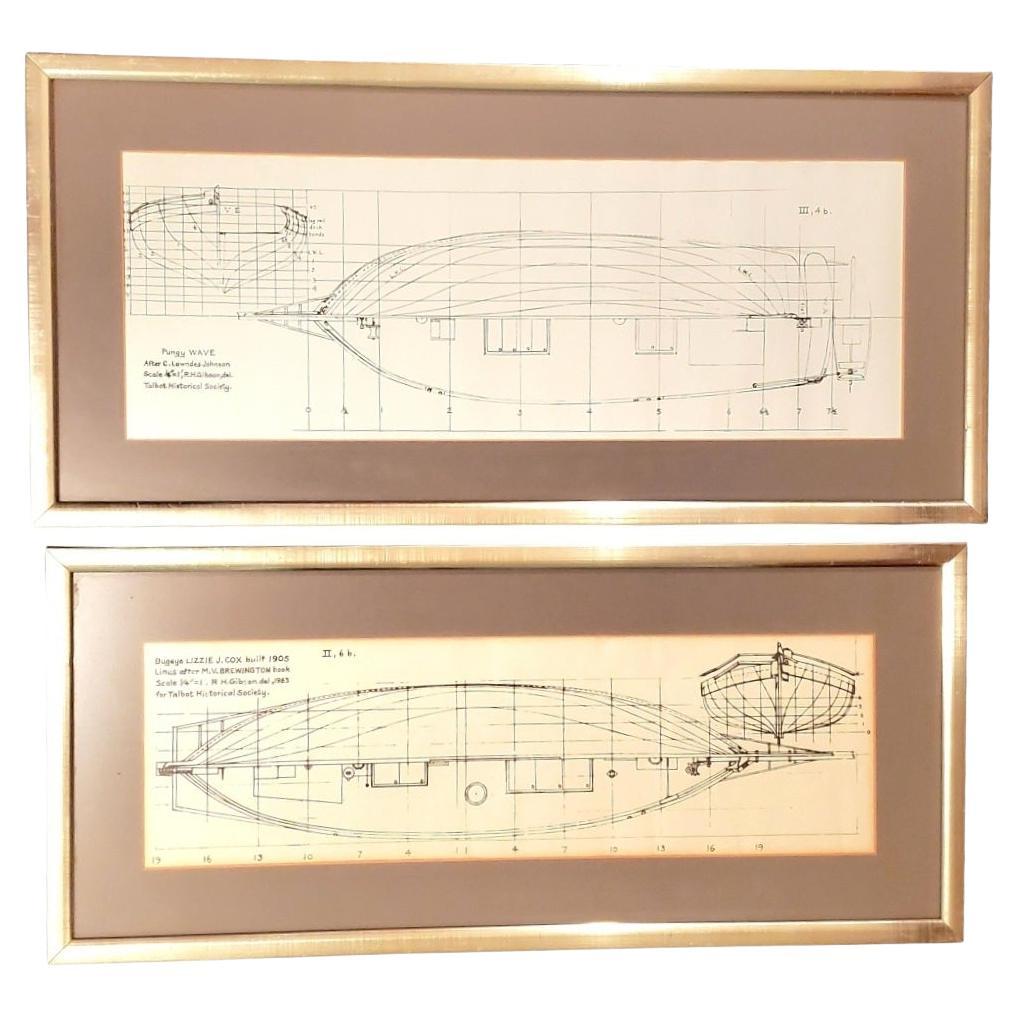 Dessins techniques nautiques réalisés par Rh Gibson en 1963 pour Talbot Historical Scty en vente