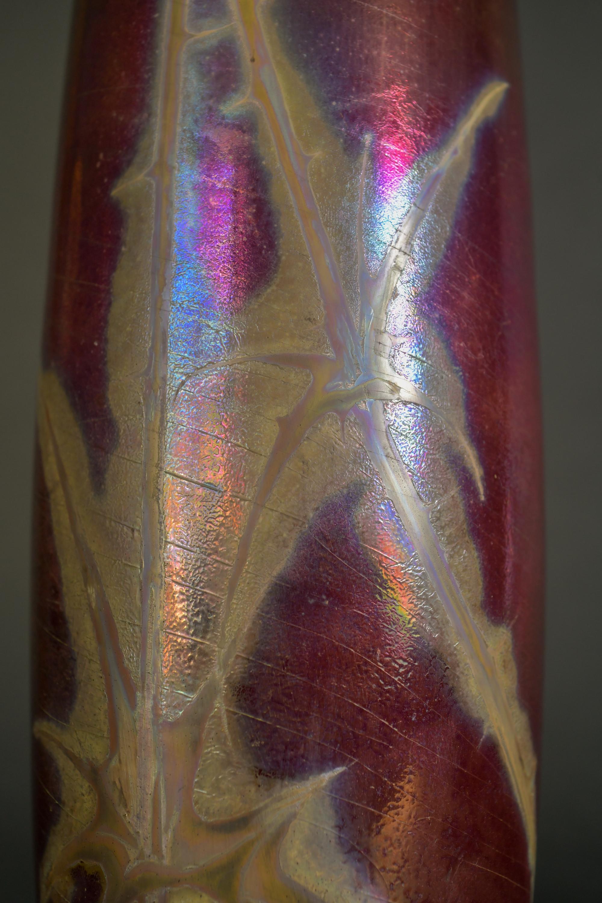 Technicolor Distel-Vase im Art nouveau-Stil von Clement Massier im Angebot 3