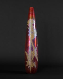 Technicolor Thistle Art Nouveau Vase by Clement Massier