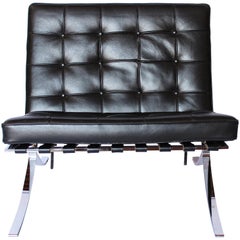  Techno Barcelona Easy Chair in Black Leather of Italian Design, 2000s