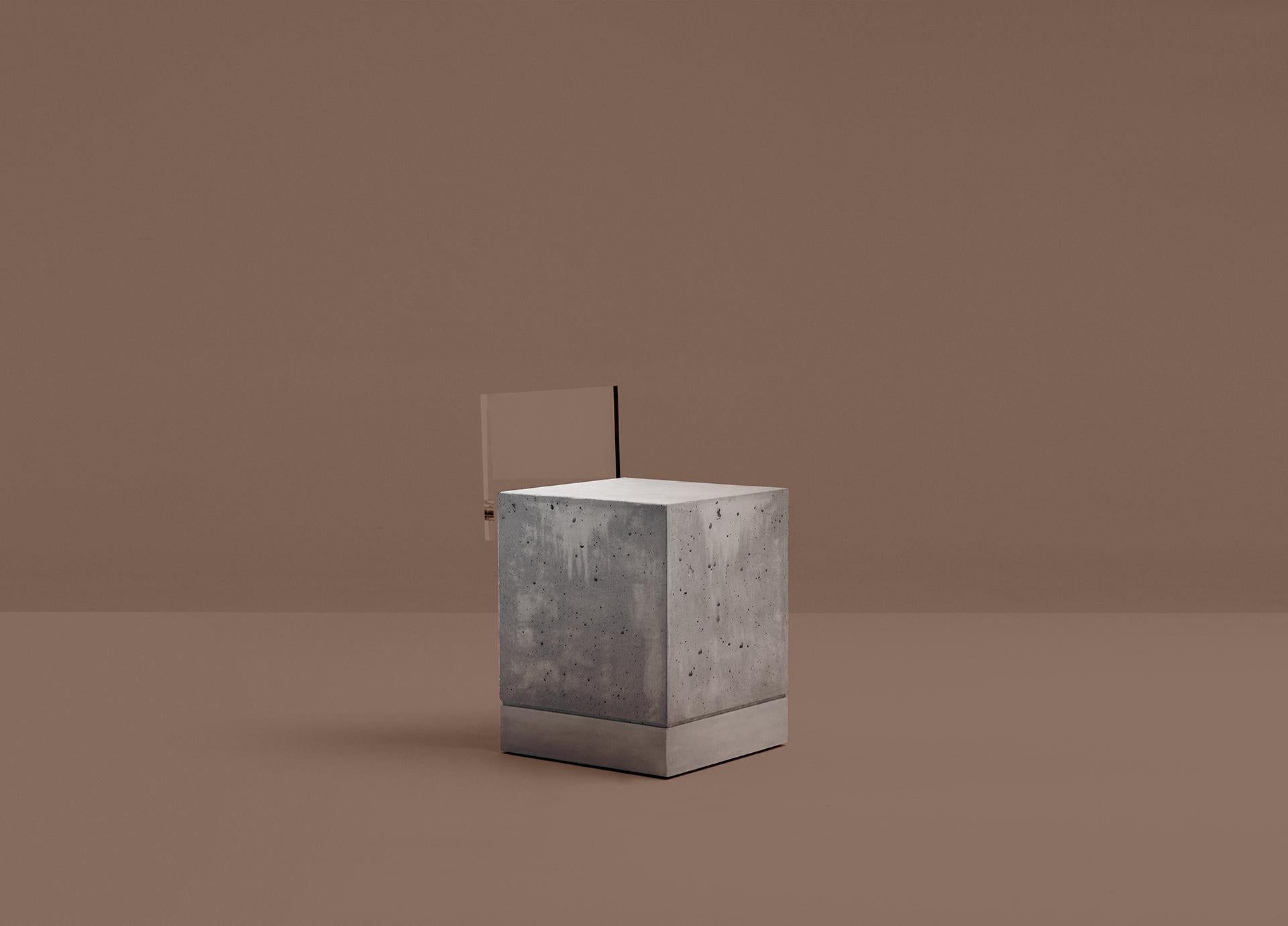Contemporary TECHNO Chair in Steel and Plexiglass with a Cement Base by Dimoremilano For Sale