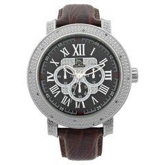 Reloj para caballero Techno Master Stainless Steel Geniune Diamonds Black Dial Quartz