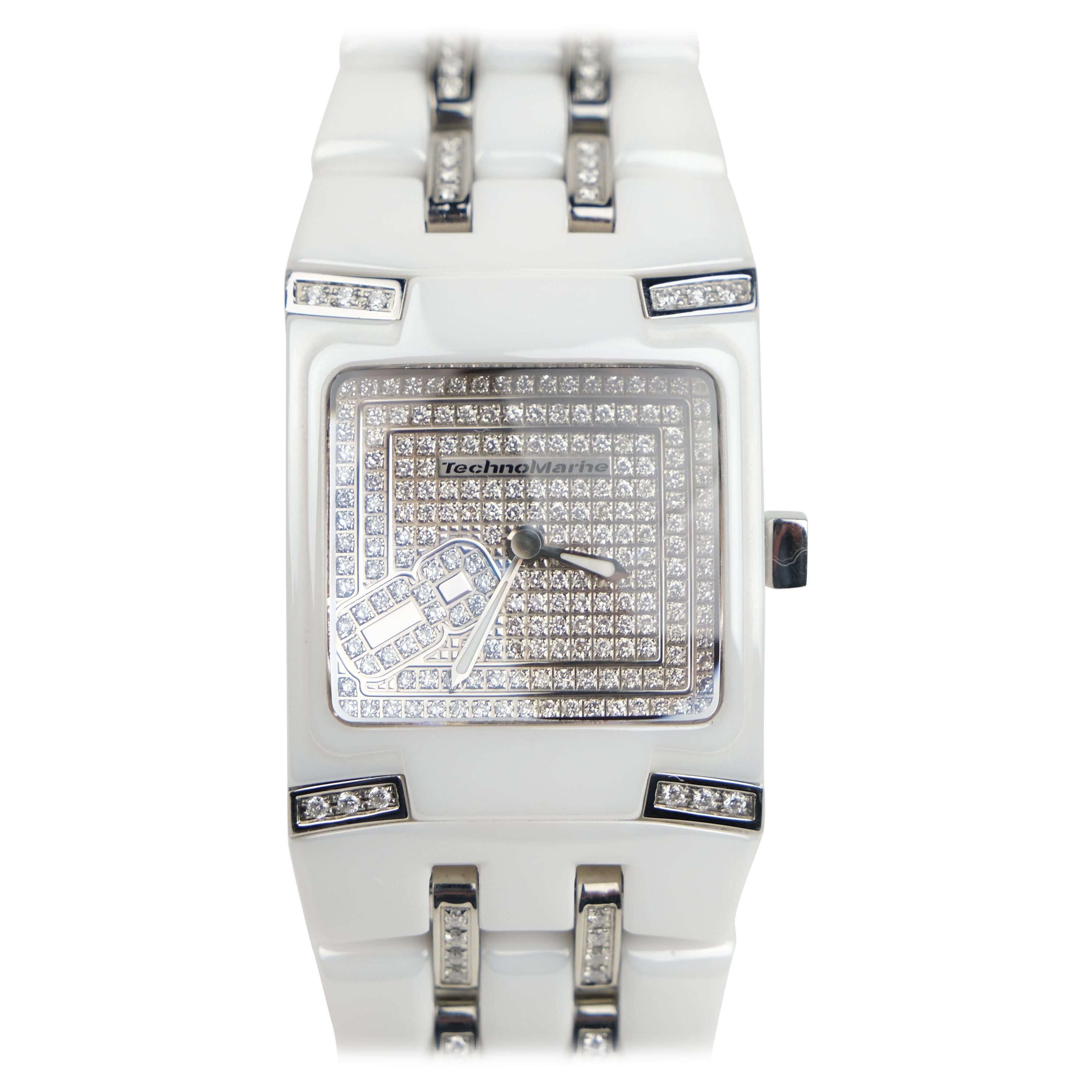 Technomarine "Blacksnow" Ceramic and Stainless Steel 1.50 CTW Diamond Wristwatch For Sale