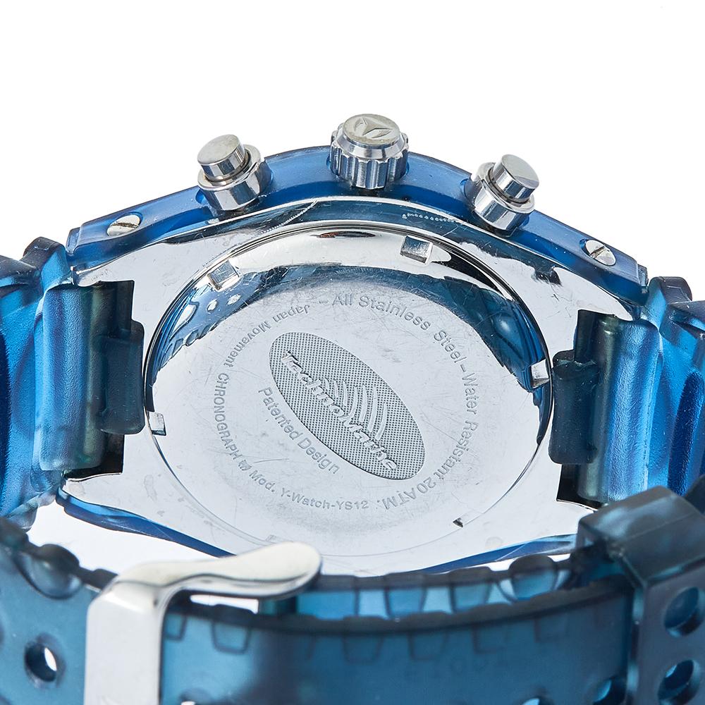 Uncut TechnoMarine Blue Stainless Steel & Rubber Diamonds YS12 Women's Wristwatch 42mm