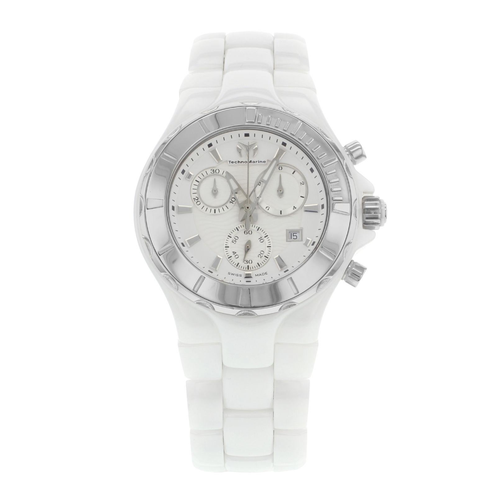 Technomarine Cruise Silver Dial White Ceramic Steel Quartz Unisex Watch 110030C