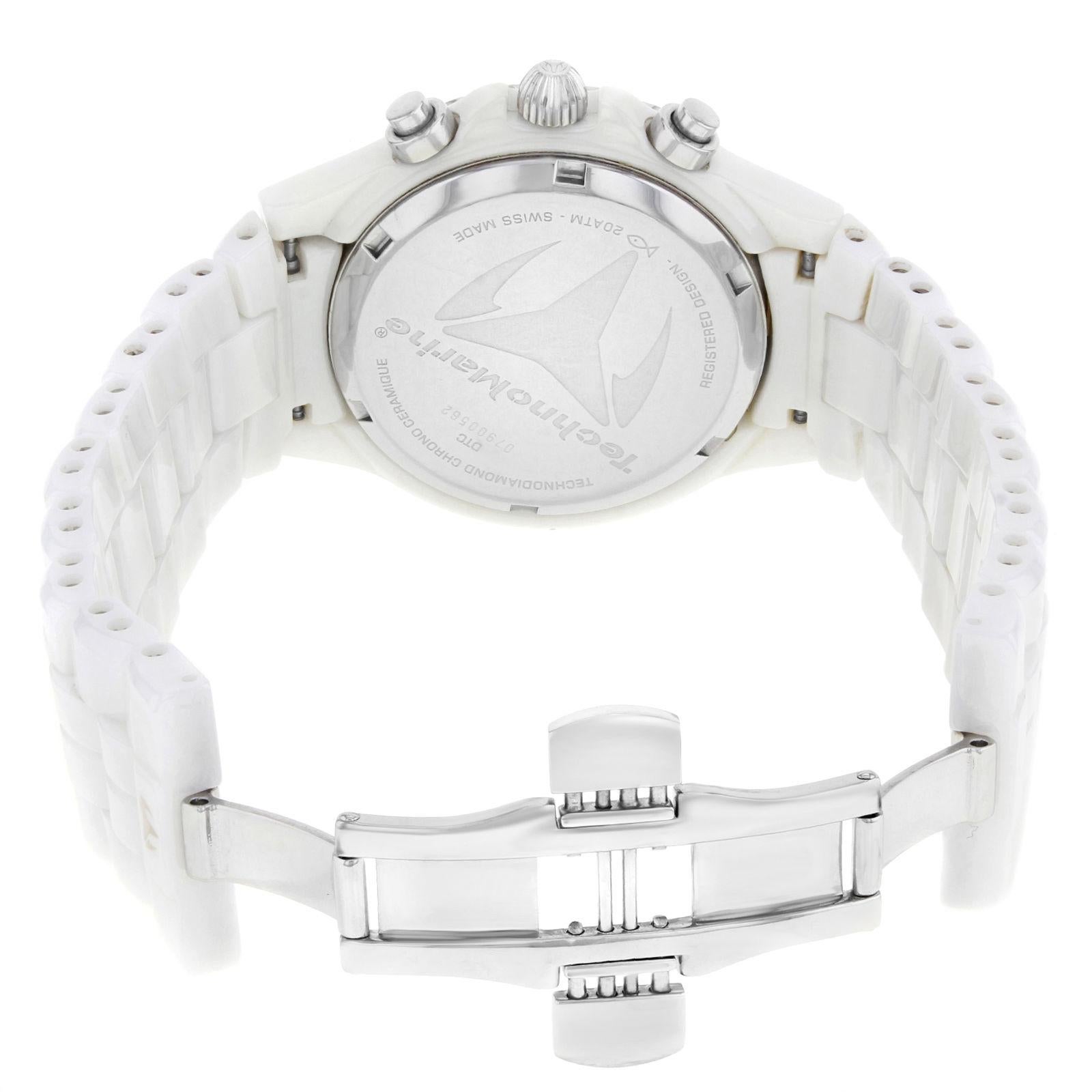 Technomarine TechnoDiamond White Ceramic Diamonds Quartz Ladies Watch DTC55C In Fair Condition In New York, NY