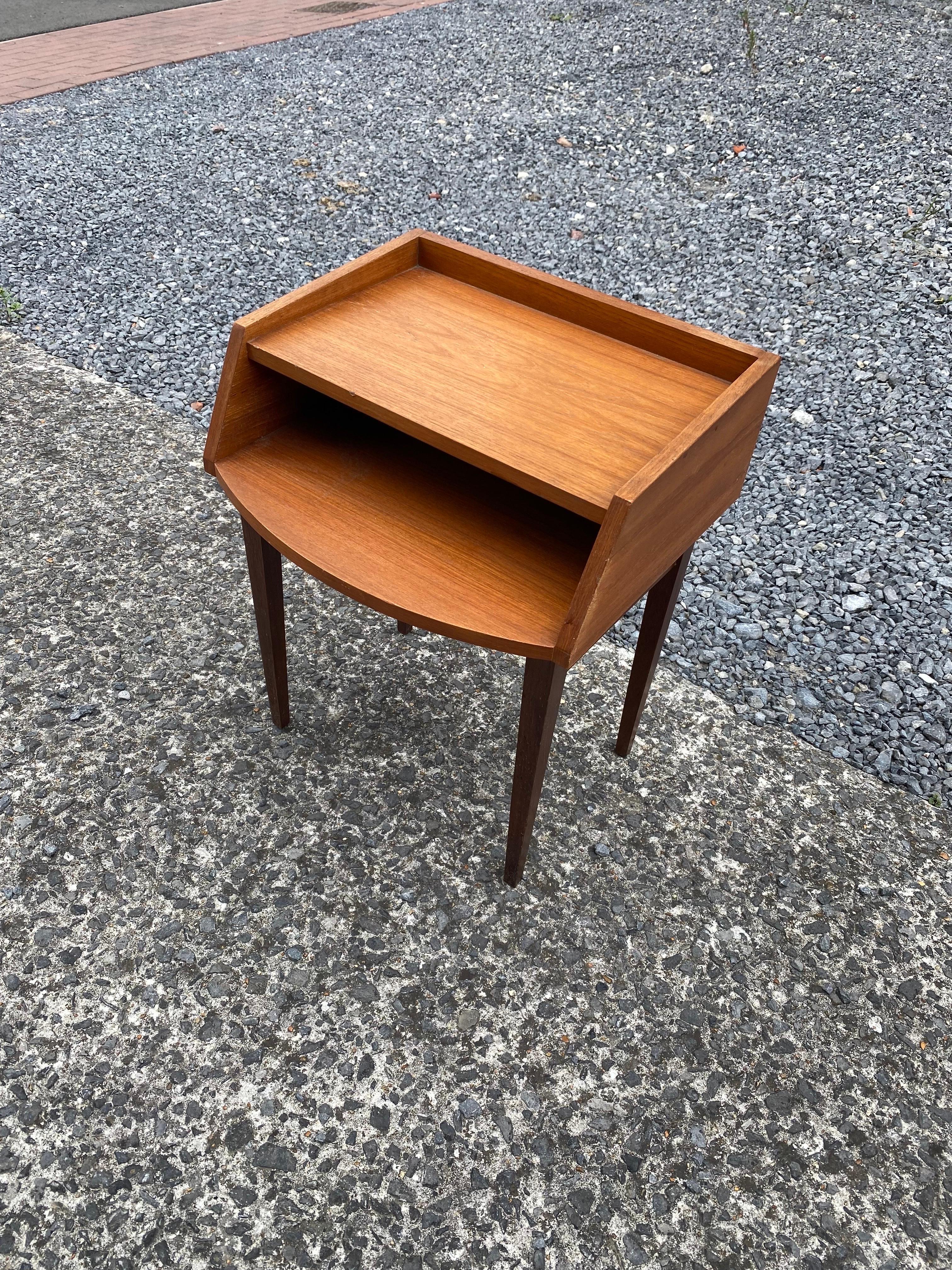Scandinavian Modern Teck Side Table, France, circa 1960 For Sale