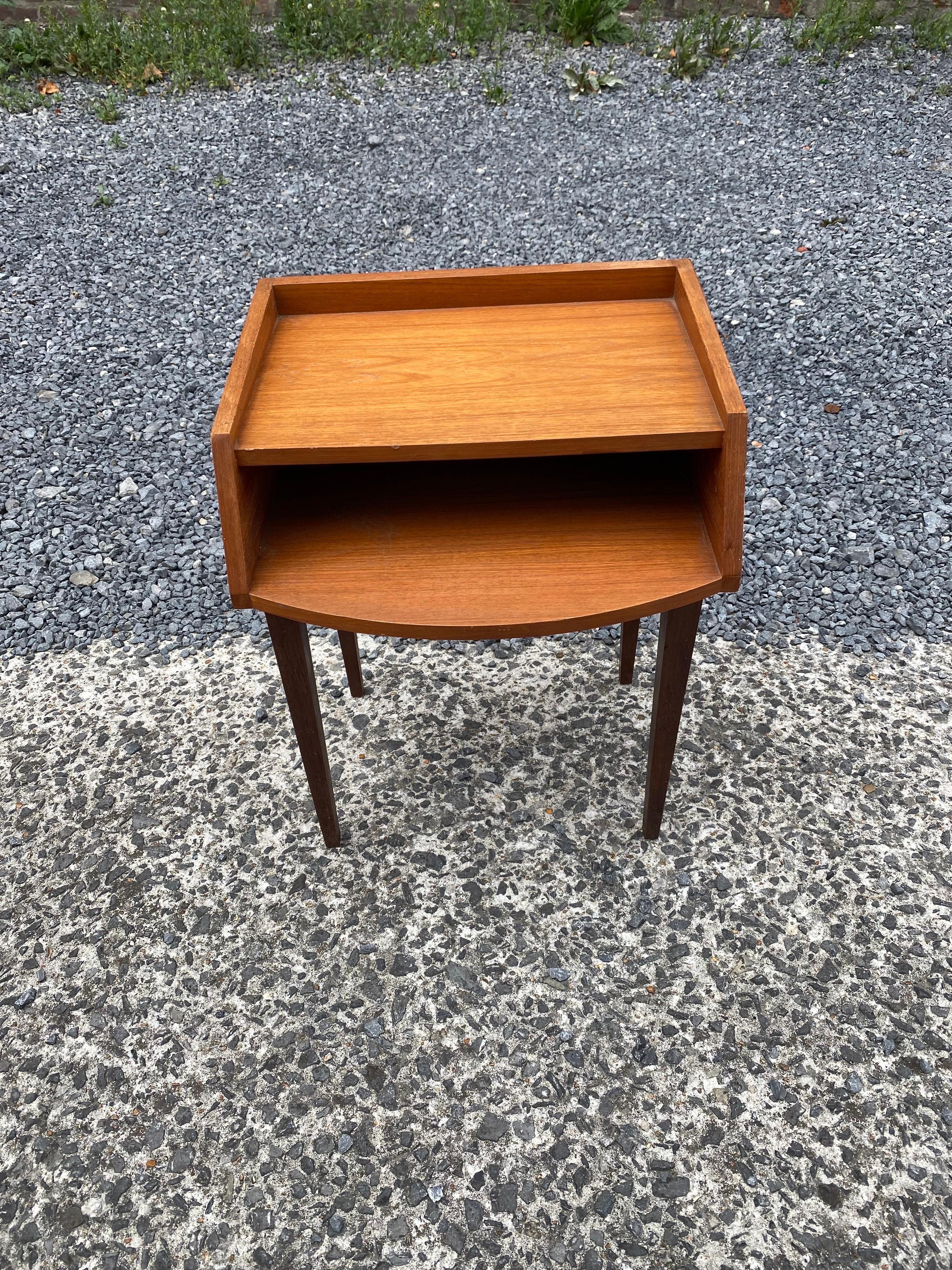 French Teck Side Table, France, circa 1960 For Sale