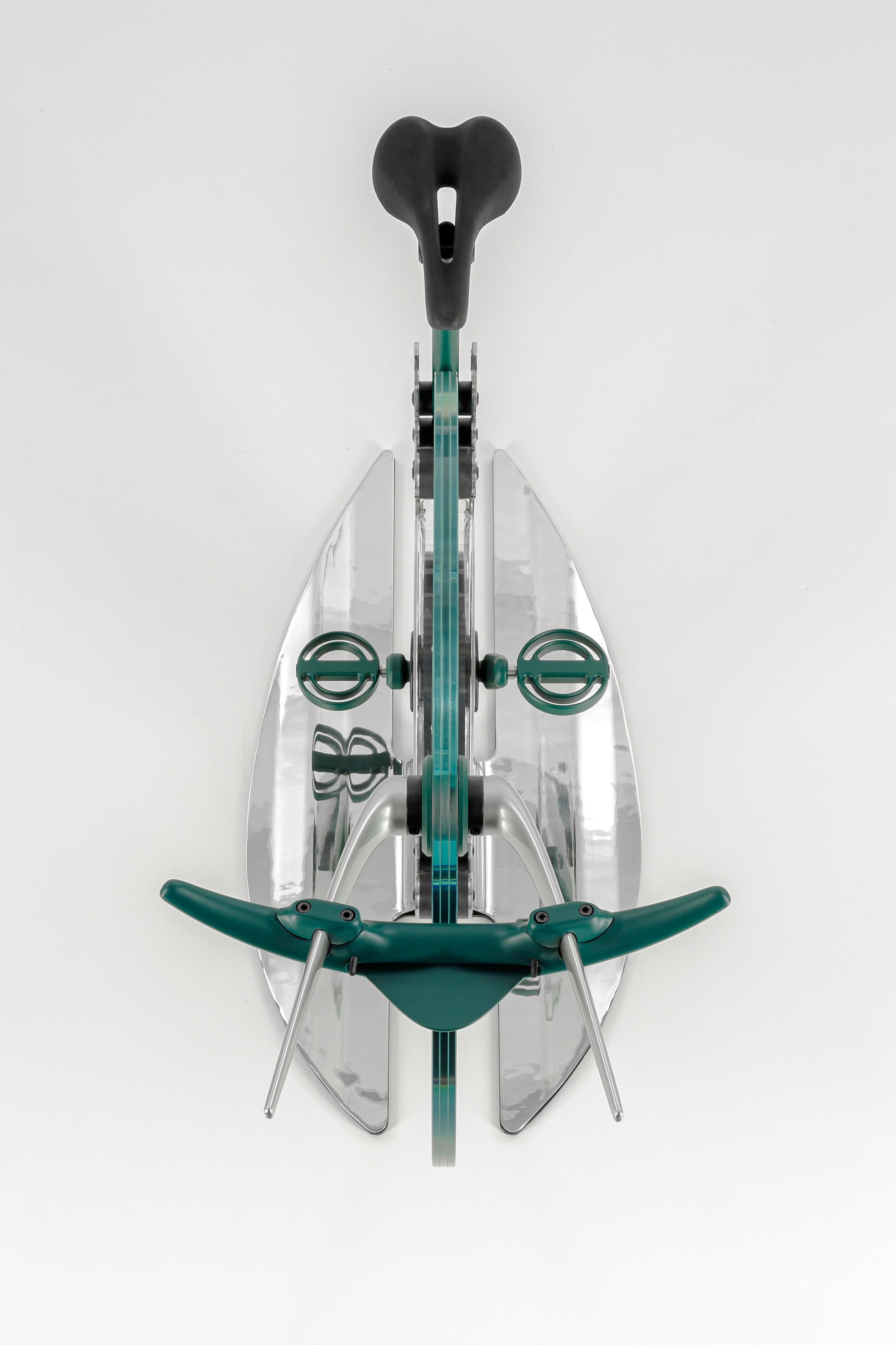 Polished Teckell Ciclotte exercise bike in Green by Luca Schieppati and Gianfranco Barban