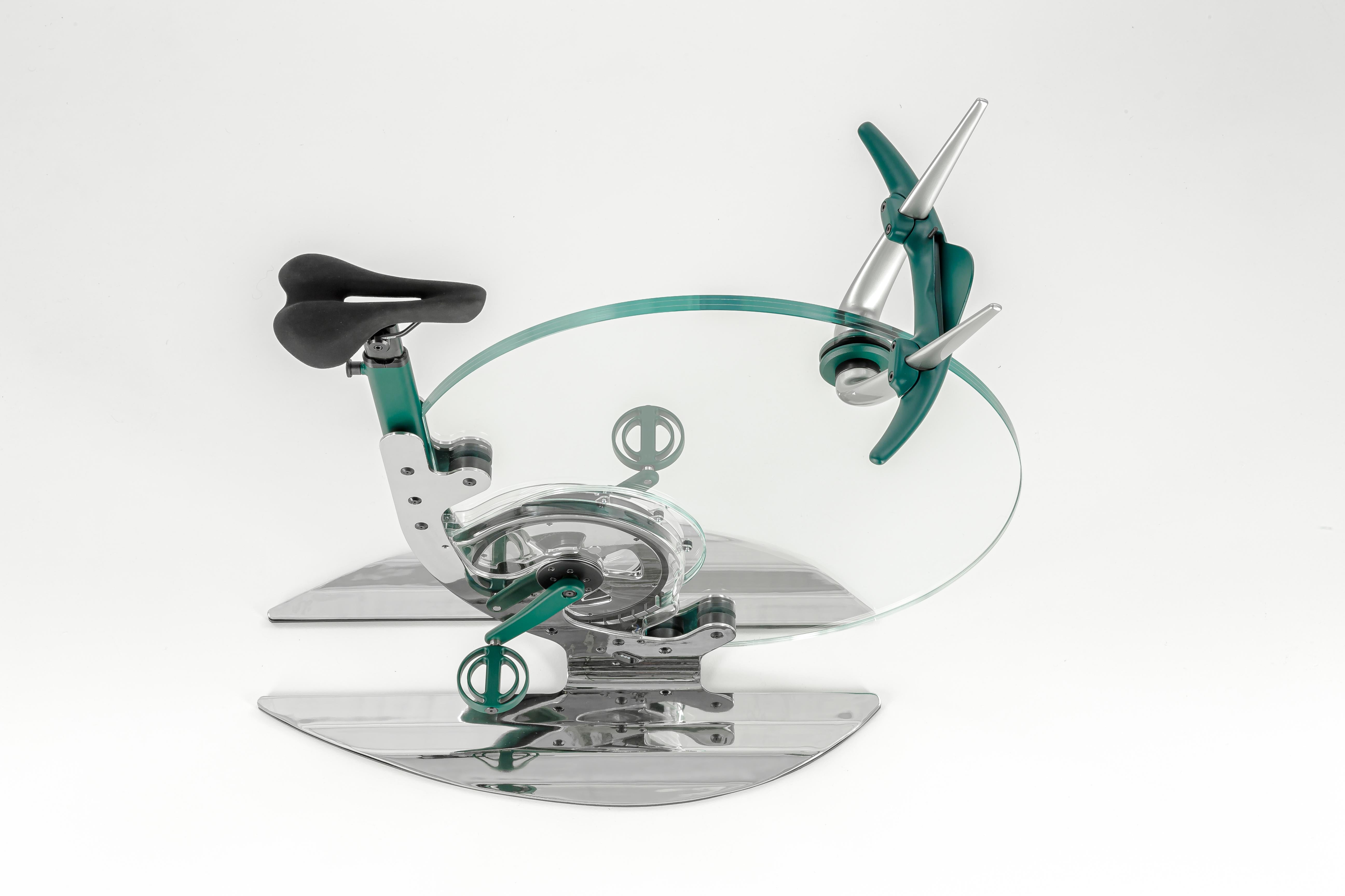 Contemporary Teckell Ciclotte exercise bike in Green by Luca Schieppati and Gianfranco Barban