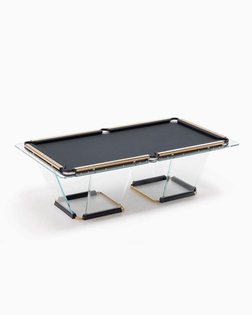 Teckell T1.3 8-Fuß-Pooltisch aus Kristall in Gold von Marc Sadler im Angebot 10